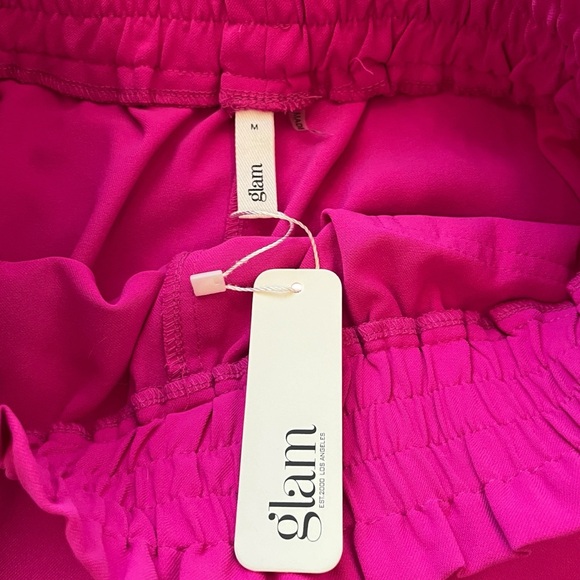 Glam High Rise HR Fuchsia Hot Pink Purple Paperbag Pocket Soft Shorts sz Medium - Picture 4 of 5